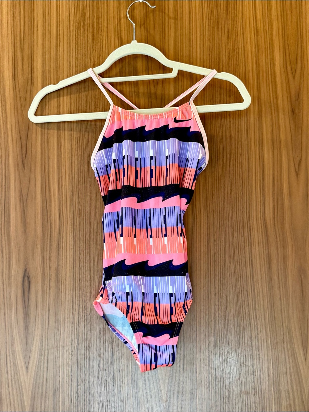 Nike Girls One Piece Swimsuit * Size M 10/12 * Crossback * Pink Purple Print